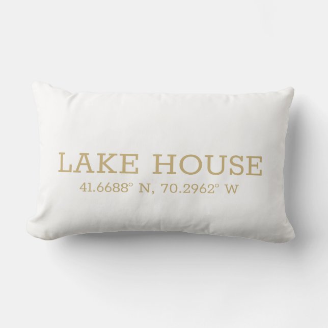 Latitude and longitude custom city coordinates lumbar cushion (Front)