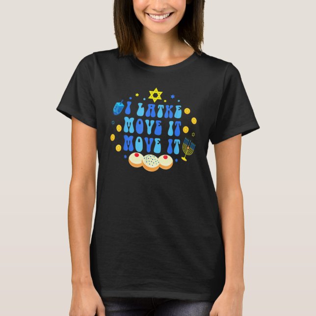 Latke Hanukkah Holiday Retro Dreidel Menorah Jewis T-Shirt (Front)