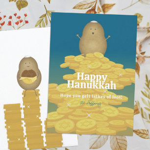 Latkes and Gelt Hanukkah Card