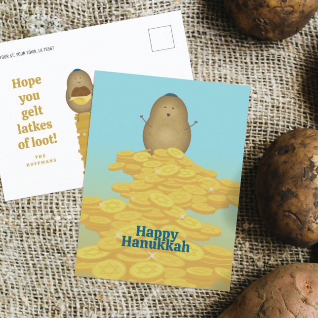 Latkes and Gelt Hanukkah Card (Creator Uploaded)