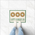 Latkes Happy Hanukkah Chanukah Jewish Holidays Doormat<br><div class="desc">Design features an original marker illustration of a delicious latke potato pancake topped with sour cream, a staple in Jewish holiday cuisine. Ideal for Hanukkah celebrations! This Chanukah latkes design is also available on other products. Lots of additional foodie designs are also available from this shop! Don't see what you're...</div>