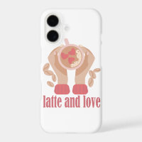 Latte and love cup, hands and coffee quote