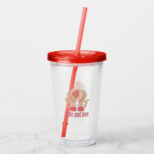 Latte and love cup, hands and coffee quote acrylic tumbler