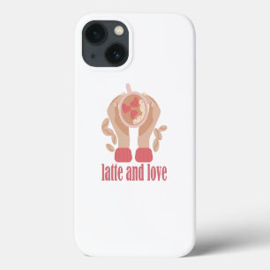 Latte and love cup, hands and coffee quote iPhone 13 case