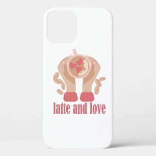 Latte and love cup, hands and coffee quote   iPhone 12 case