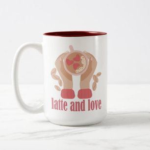 Latte and love cup, hands and coffee quote coffee Two-Tone coffee mug