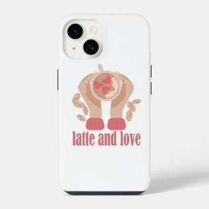Latte and love cup, hands and coffee quote iPhone 14 case