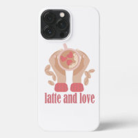 Latte and love cup, hands and coffee quote 