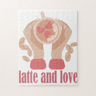 Latte and love cup, hands and coffee quote jigsaw puzzle