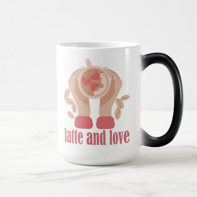 Latte and love cup, hands and coffee quote  magic mug (Right)