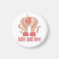 Latte and love cup, hands and coffee quote 