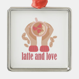 Latte and love cup, hands and coffee quote metal tree decoration