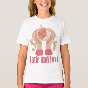 Latte and love cup, hands and coffee quote T-Shirt