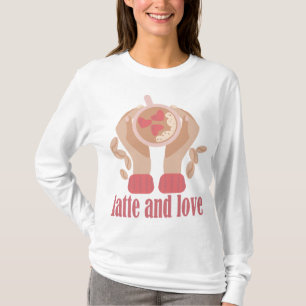 Latte and love cup, hands and coffee quote T-Shirt