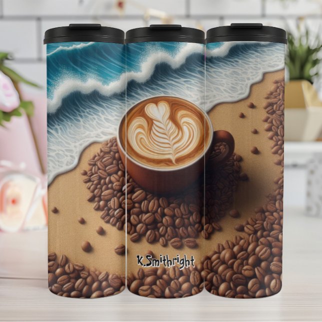 Latte Art on a Beach Thermal Tumbler (Creator Uploaded)
