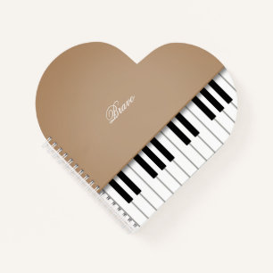 Latte Brown Grand Piano Music Keyboard Custom Notebook
