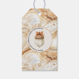 Latte Cocoa Swirls Acorn Orange Bow Christmas Gift Tags