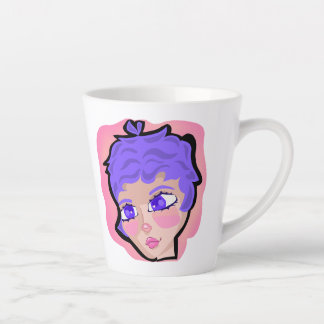 Latte coffee cup| girl design with short hair latte mug