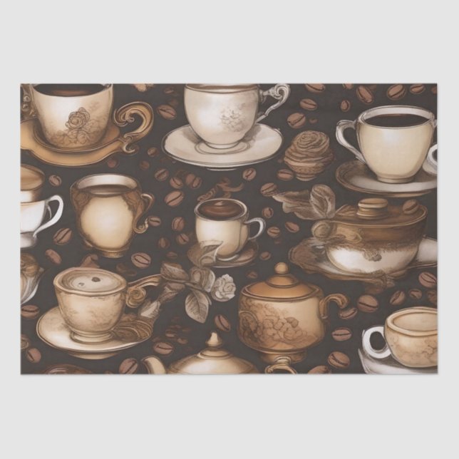Latte Coffee Cups Decoupage /  Tissue Paper (Front)