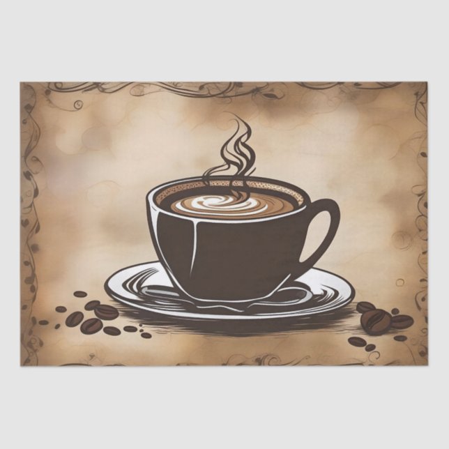 Latte Coffee Cups Decoupage /  Tissue Paper (Front)