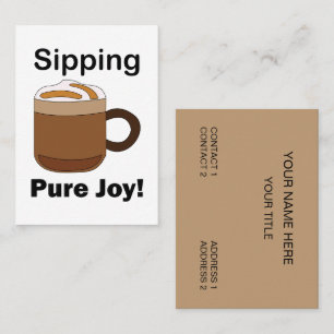 Latte Coffee Drink Sipping Pure Joy Coffee Shop Business Card