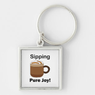 Latte Coffee Drink Sipping Pure Joy Key Ring