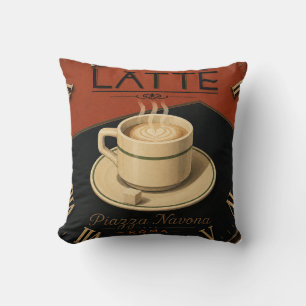 Latte Coffee Italian Café Kitchen Decor Cushion