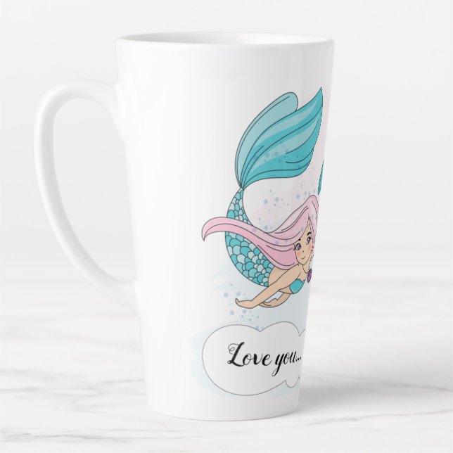 Latte Coffee Tall Mug Personalised Cup Mermaid (Left)