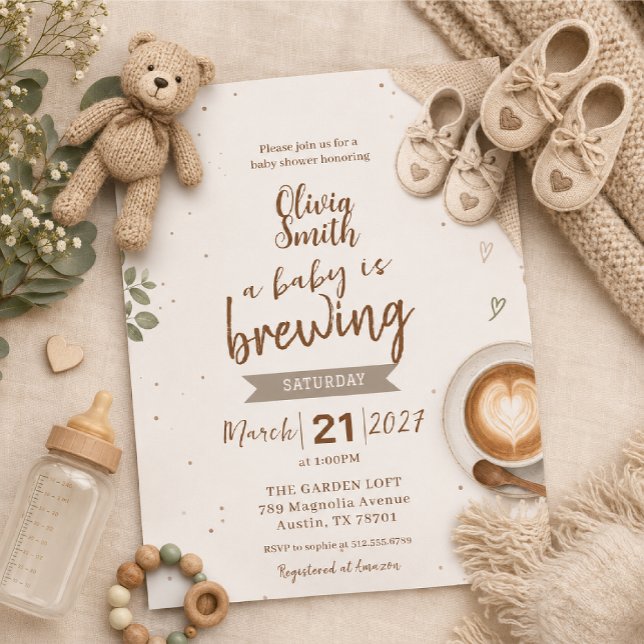 Latte coffee-themed baby shower invitation (Creator Uploaded)