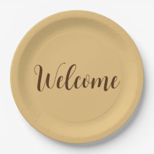 Latte Colour Welcome Professional Name Template Paper Plate