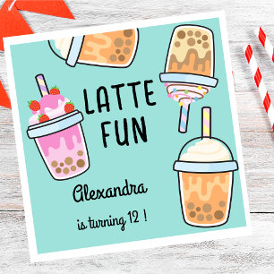Latte fun coffee bobba tea birthday napkin