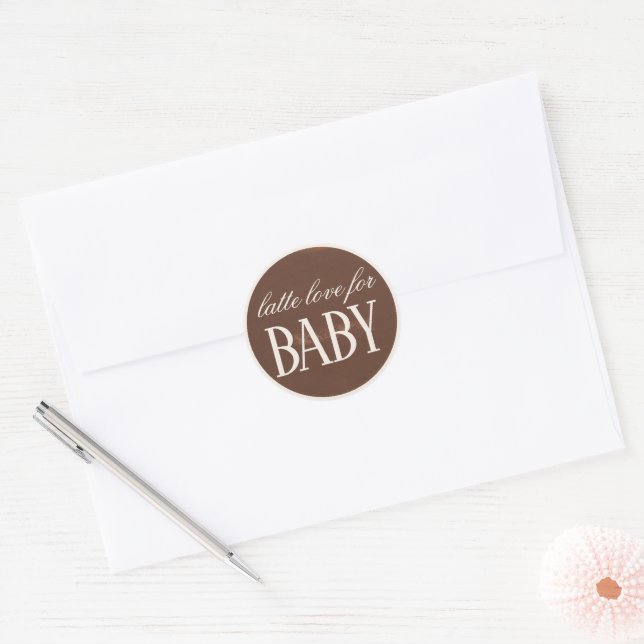 Latte Love Baby Is Brewing Coffee Baby Shower  Classic Round Sticker (Envelope)