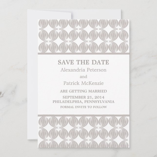 Latte Modern Deco Save the Date Invite (Front)
