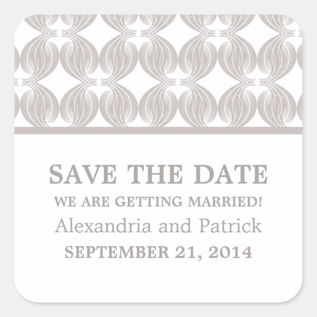 Latte Modern Deco Save the Date Stickers (Front)