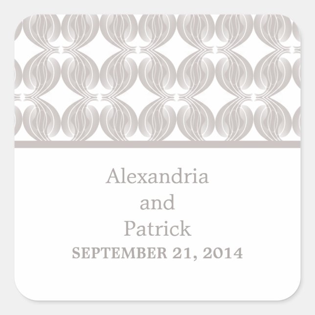 Latte Modern Deco Wedding Stickers (Front)