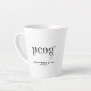 Latte Mug 12 oz flaired - "pcog" aconym and words