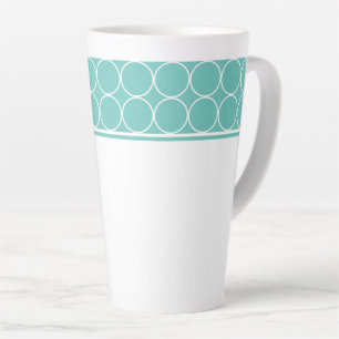 Latte Mug-Aqua & White Dots Latte Mug
