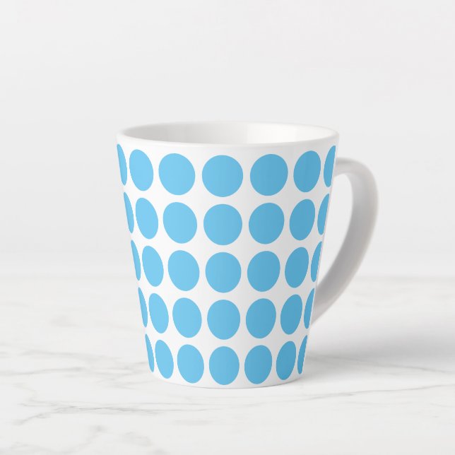 Latte Mug-Blue Polka Dots Latte Mug (Right Angle)