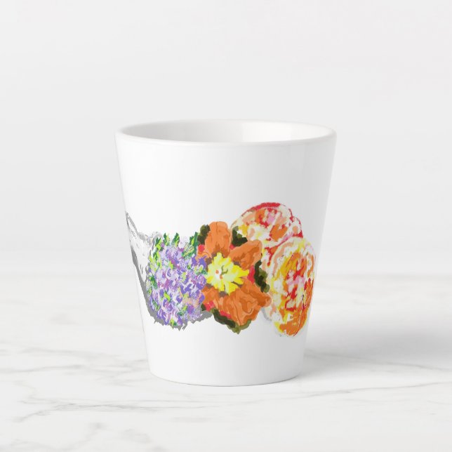 Latte Mug :  Bouquet  Of Flower's with fruits (Front)