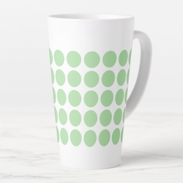 Latte Mug-Green Polka Dots Latte Mug (Right Angle)