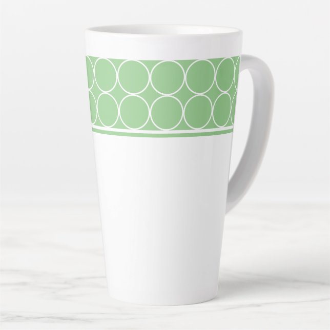 Latte Mug-Green & White Dots Latte Mug (Right Angle)
