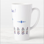 Latte Mug Hanukkah theme with flowers menorah<br><div class="desc">Add a festive touch to your latte with our Hanukkah-Themed mug! Featuring a beautifully designed menorah, delicate flowers, the Star of David, and the cheerful message "Eat Latkes , " these mugs bring warmth and elegance to your holiday gifting . Perfect for your friend , collegue or parents they combine...</div>