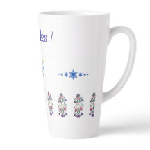Latte Mug Hanukkah theme with flowers menorah