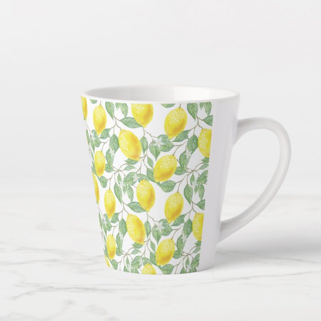 Latte Mug-Lemons Print Mug (Right)