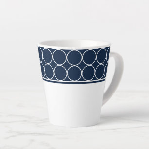Latte Mug-Navy & White Dots Latte Mug
