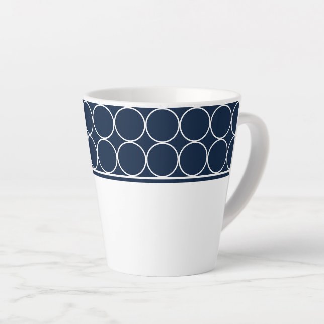 Latte Mug-Navy & White Dots Mug (Right Angle)