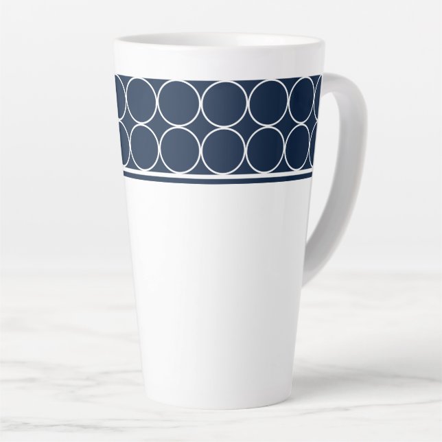 Latte Mug-Navy & White Dots Mug (Right Angle)