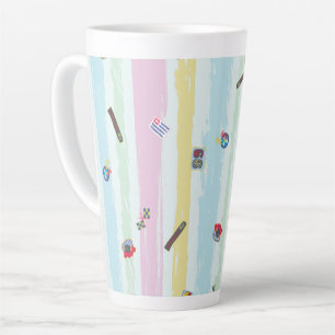 Latte Mug – Sports & Stripes Pastel Racing Design
