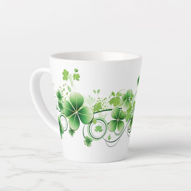 Latte Mug-St. Patricks Clovers Mug (Left Angle)