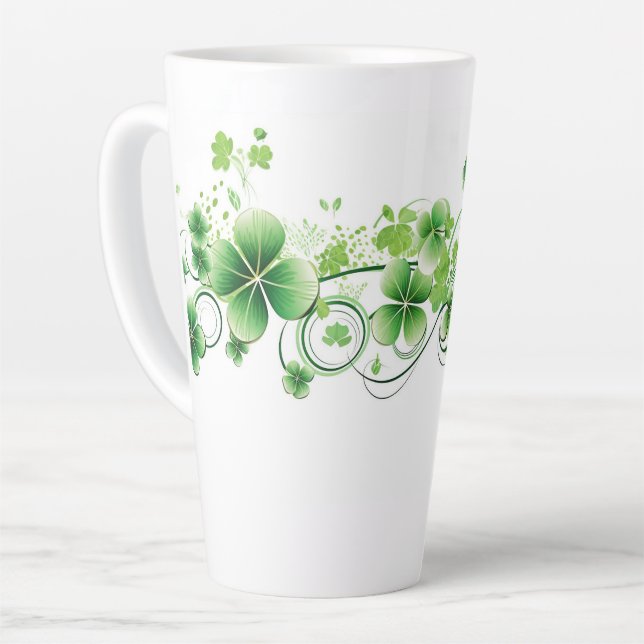 Latte Mug-St. Patricks Clovers Mug (Left Angle)